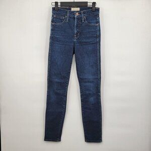 Madewell 10" High-Rise Skinny Jeans Slim Fit Ankle Stretch Solid Denim 24 Womens